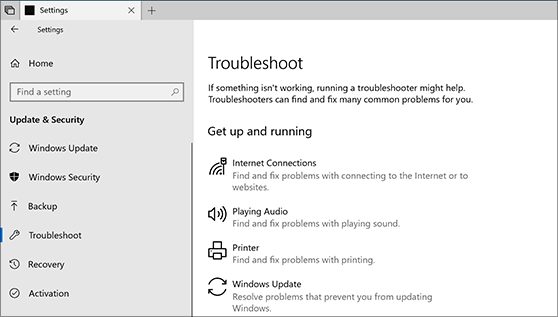 screenshot showing windows 10 troubleshoot window