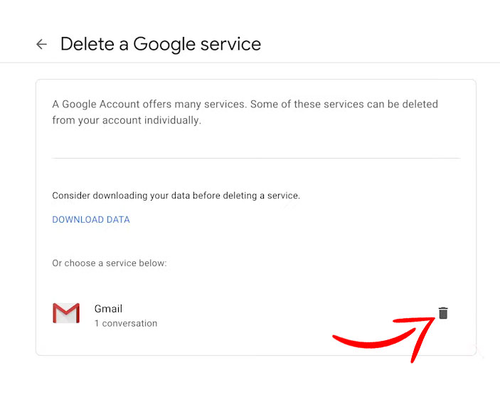 Gmail Service Delete