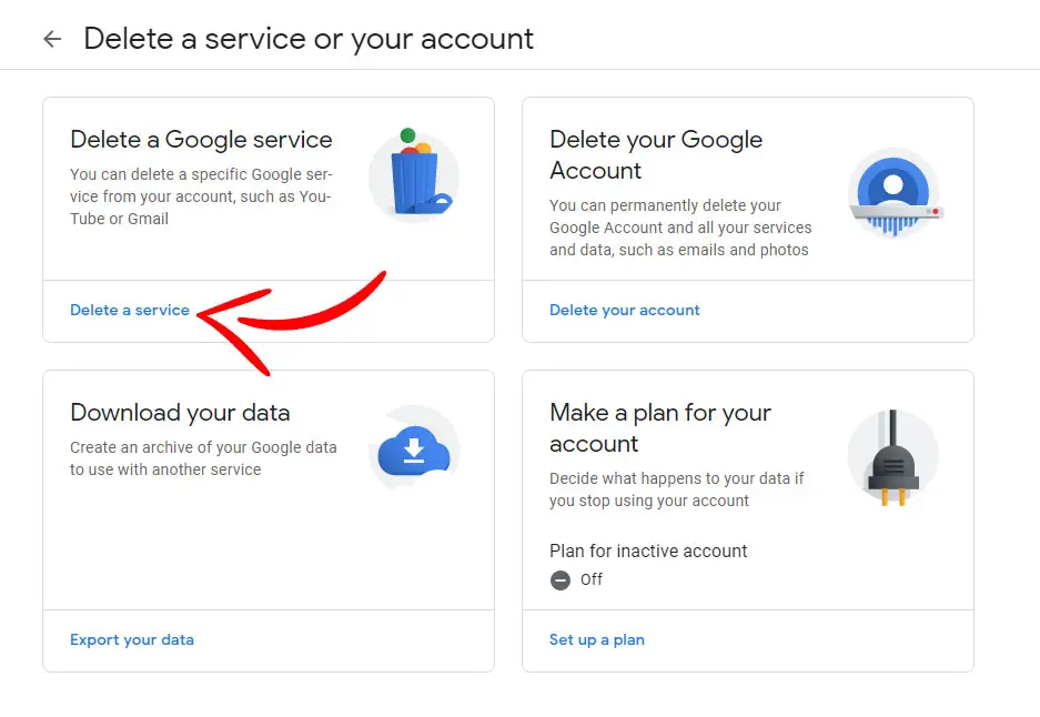 Google Account Delete a service