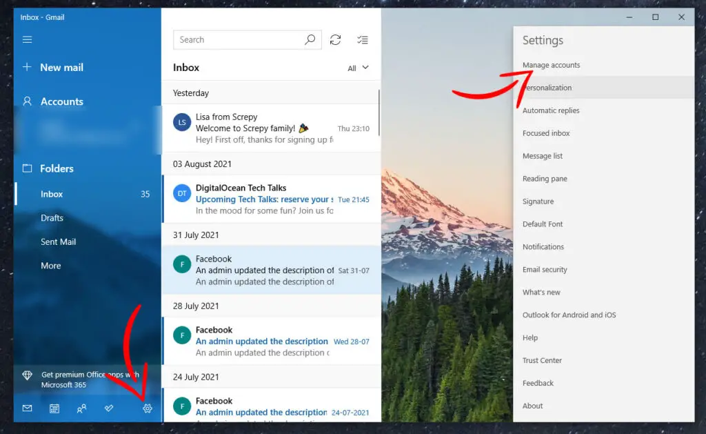 Mail App Manage Account