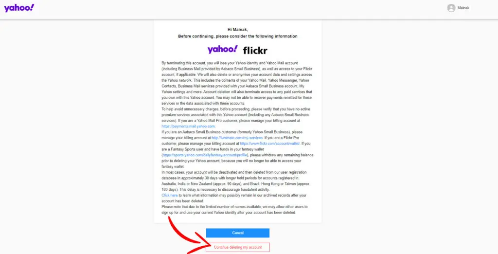 Yahoo continue to delete my account